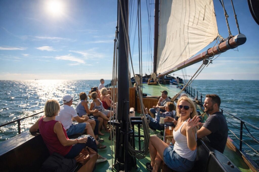 zeilen met groep op het IJsselmeer op traditioneel zeilschip